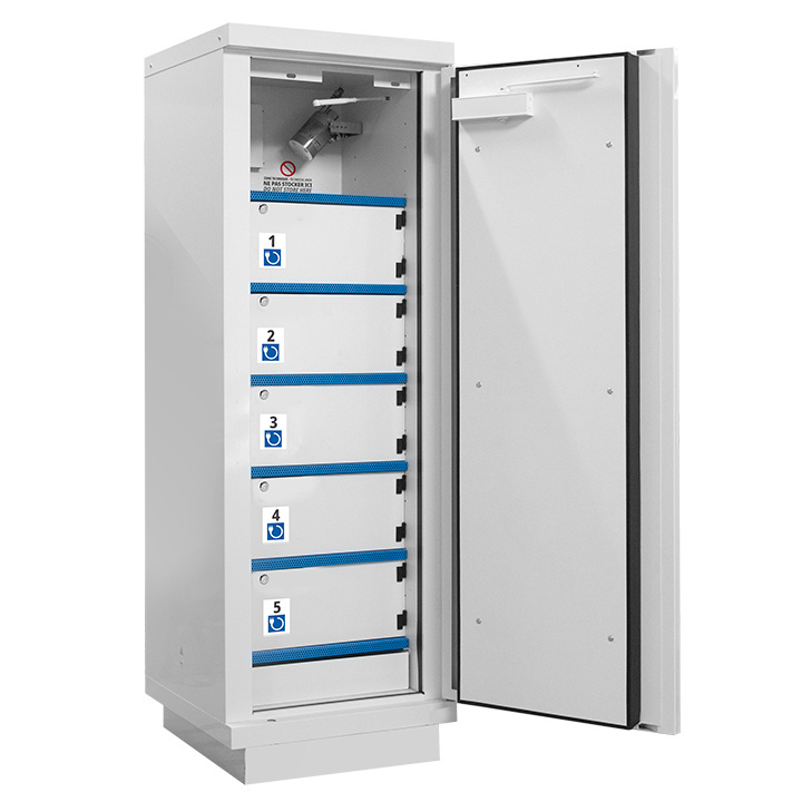 Lithium Battery Safety Cabinet 1 Door, 5 Compartments, Key Lock – Fire Resistance 90 Min, 1950x635x620 mm